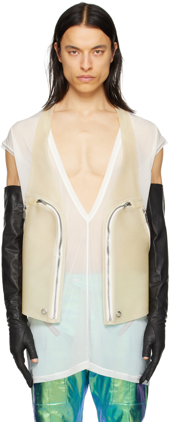 Rick Owens *NEW* SAMPLE WHITE LEATHER BAUHAUS HARNESS VEST