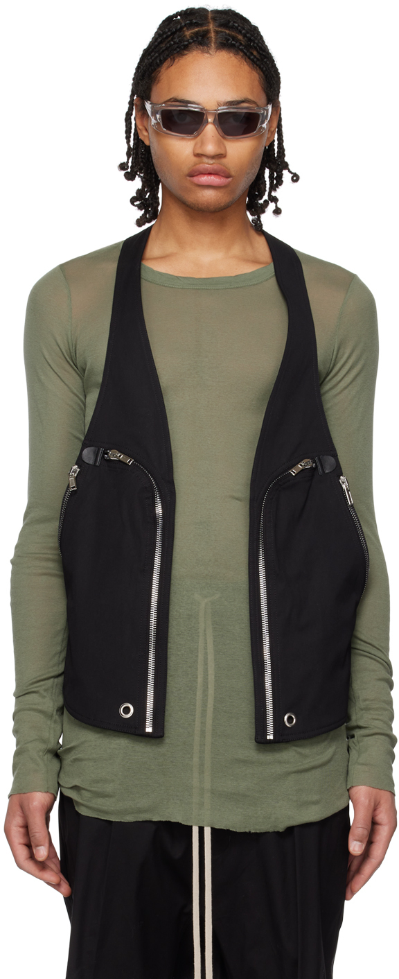 Black Bauhaus Vest by Rick Owens on Sale