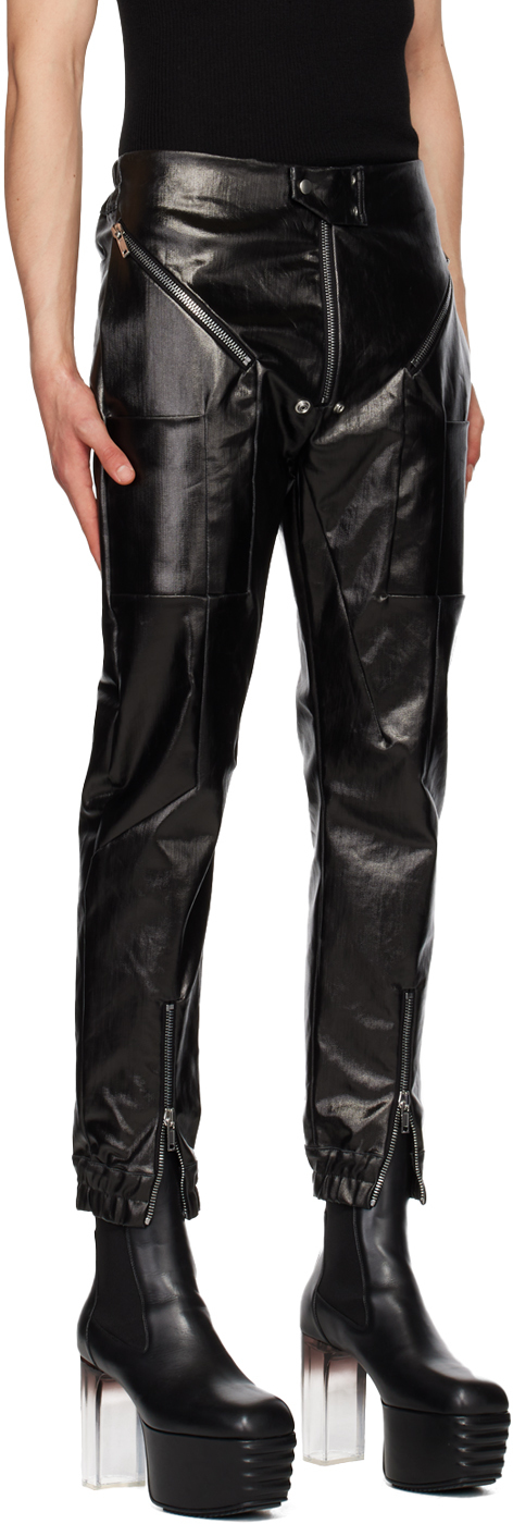 Rick Owens Black Easy Strobe Denim Cargo Pants In 09 Black