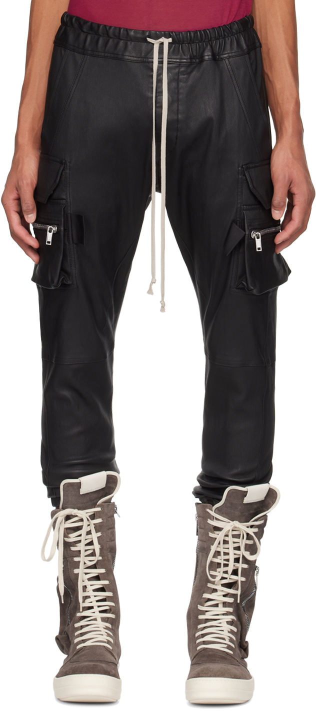 Rick Owens: Black Mastodon Cargo Leather Pants | SSENSE UK