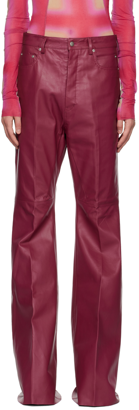 Rick Owens Pink Bolan Leather Pants In 23 Fuchsia