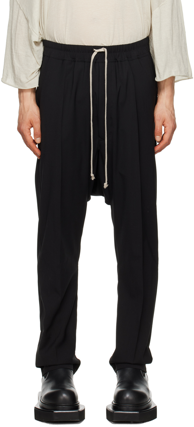 Rick Owens Black Drawstring Long Trousers In 09 Black | ModeSens