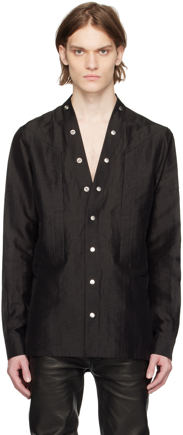 Rick Owens: Black Larry Fogpocket Shirt | SSENSE UK