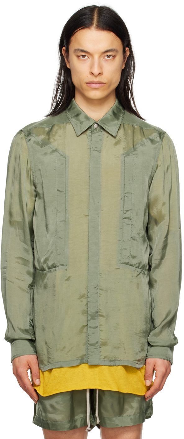 Rick Owens Green Fogpocket Shirt In 55 Moss
