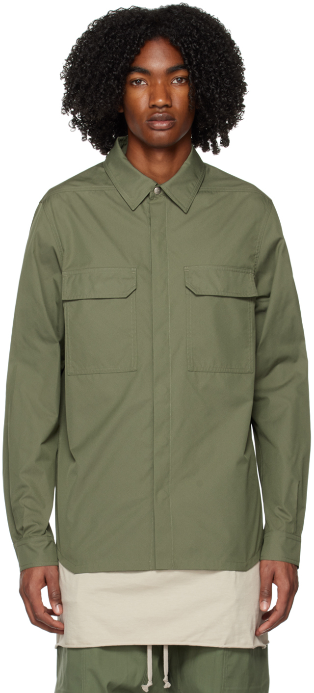 Rick Owens: Green Outershirt Shirt | SSENSE Canada