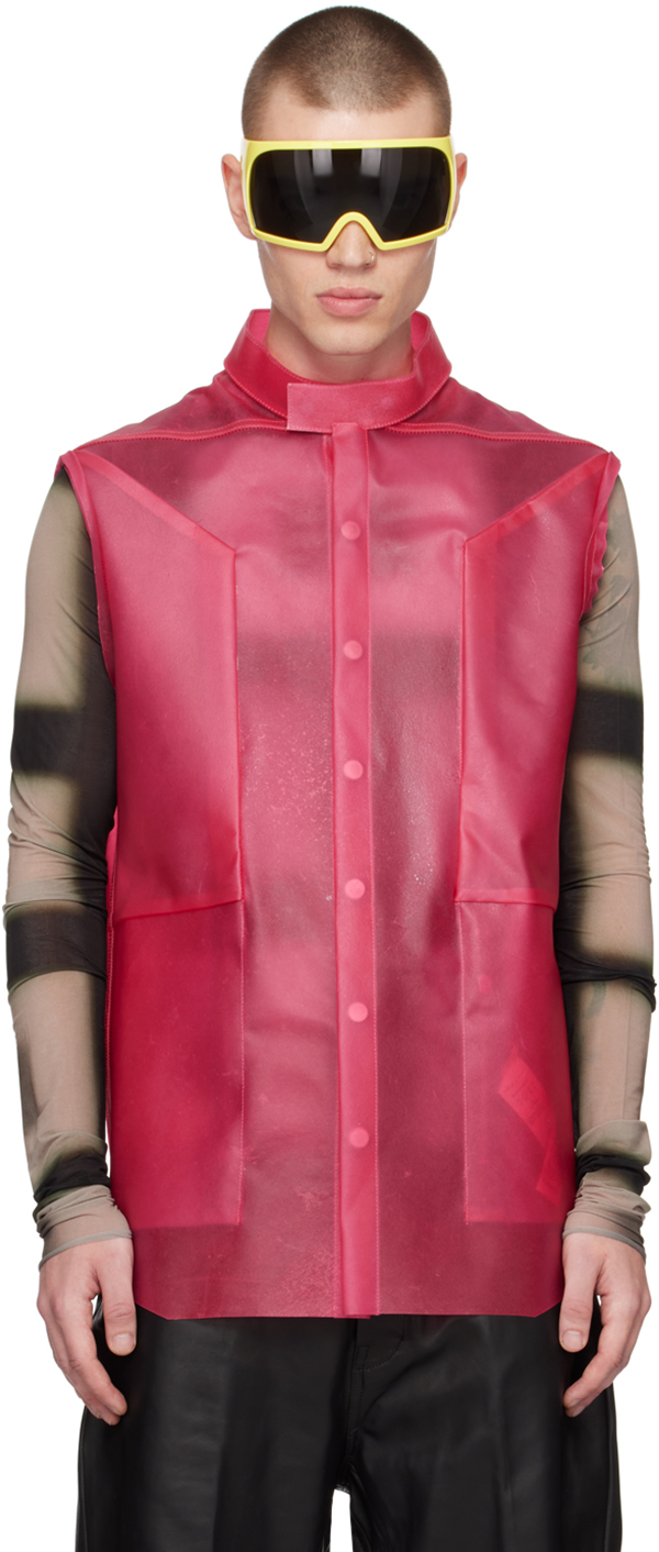 Rick Owens Pink Fogpocket Leather Jacket In 13 Hot Pink