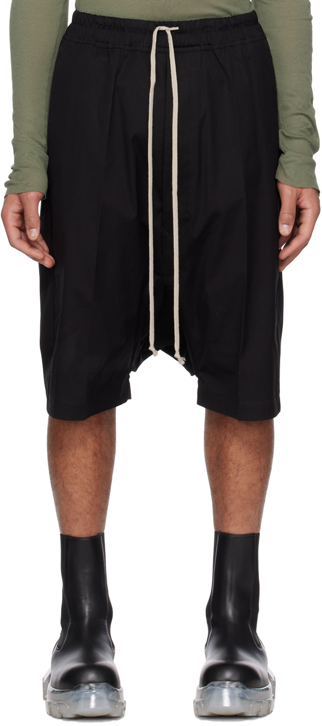 Rick Owens Rick's Pods Drawstring Cotton-blend Shorts In Black