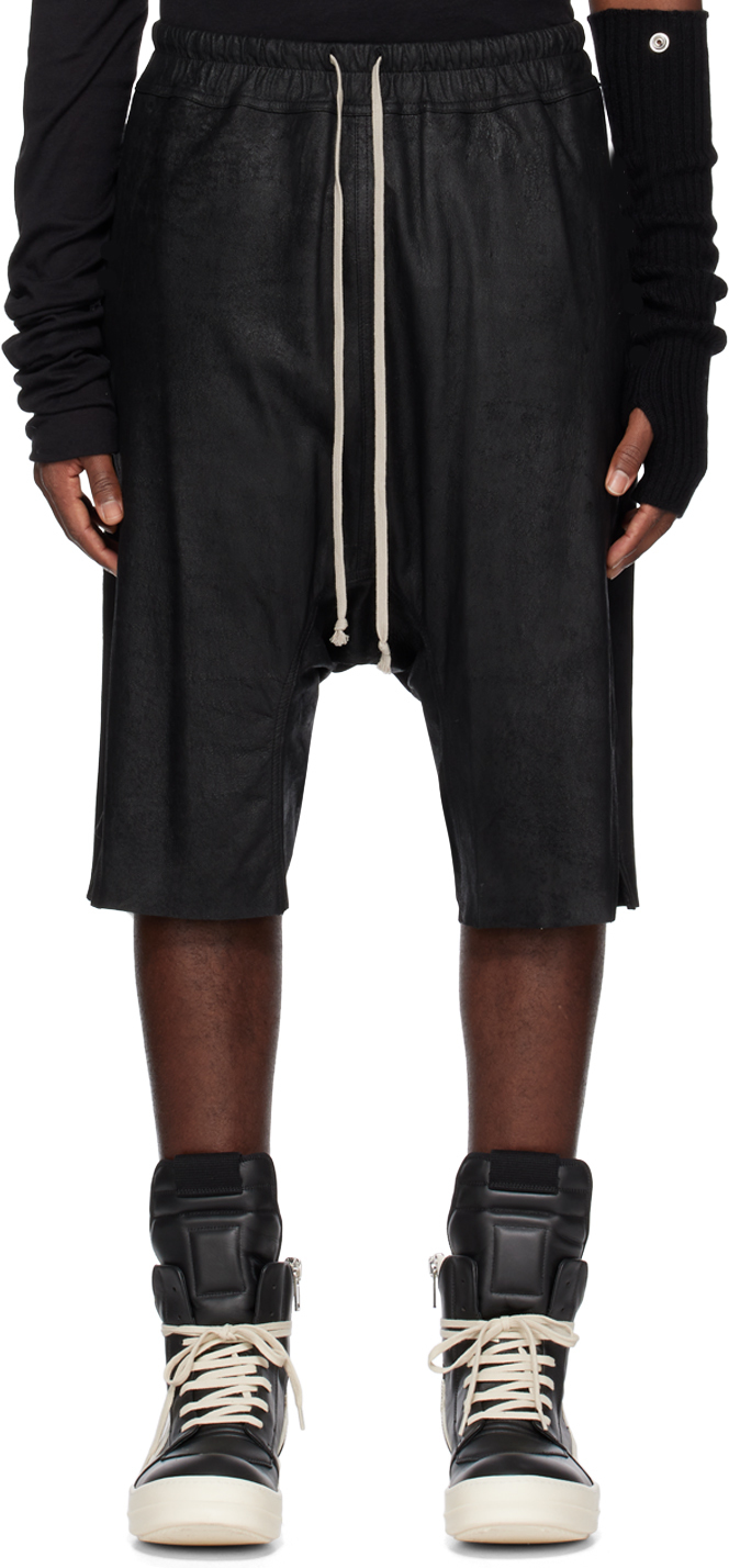 Black Basket Swinger Leather Shorts