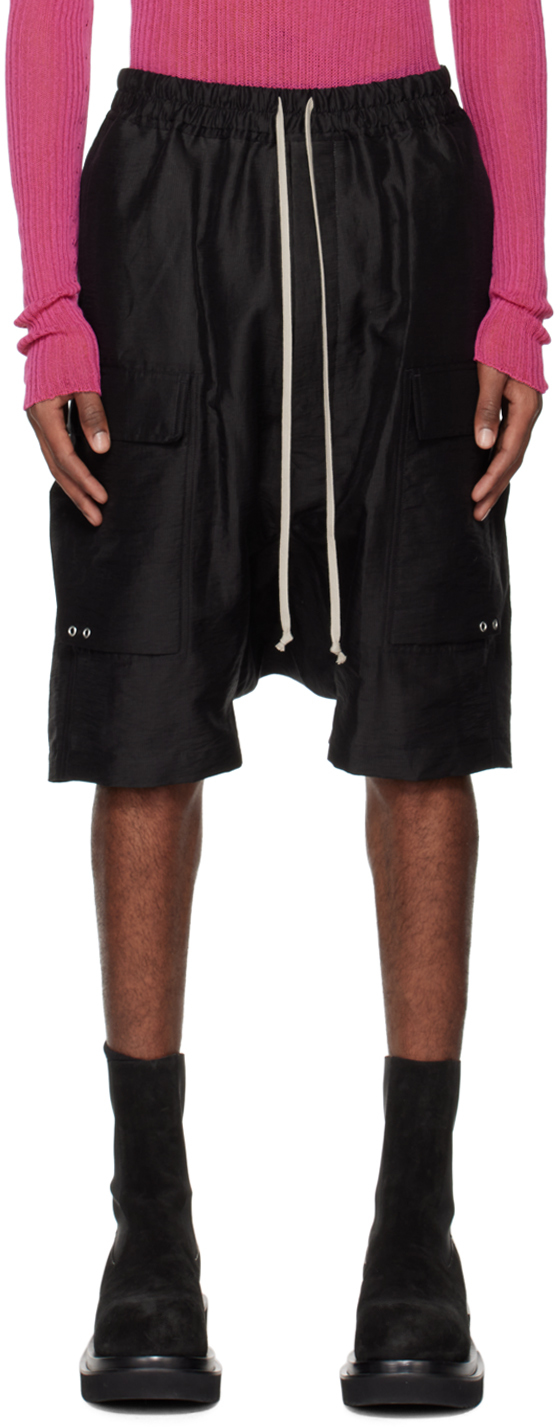 Rick Owens Cargo Pods Linen-blend Shorts In Black | ModeSens