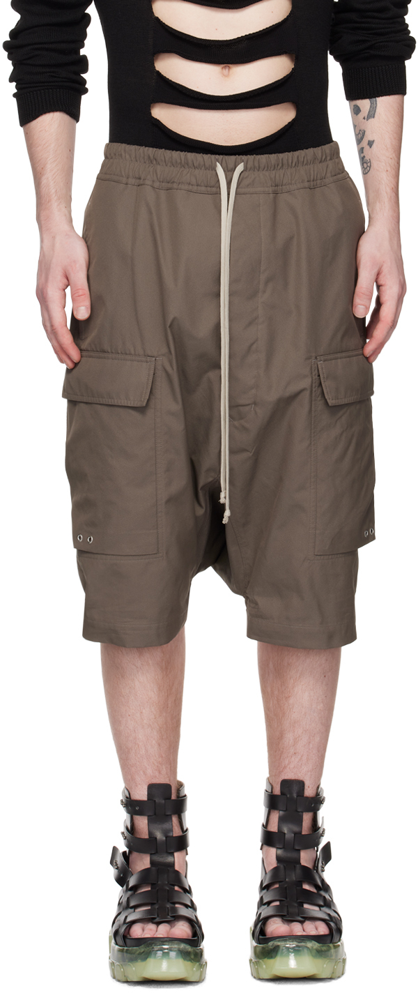 Rick Owens: Gray Cargo Pods Shorts | SSENSE Canada