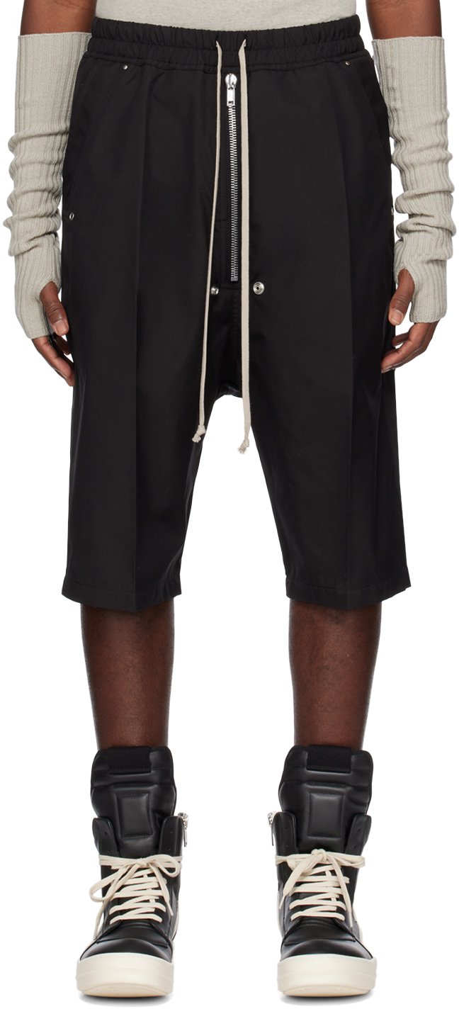 Black Bela Pods Shorts by Rick Owens on Sale