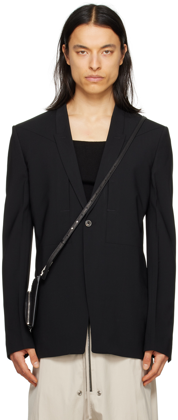 Black Fogpocket Blazer by Rick Owens on Sale