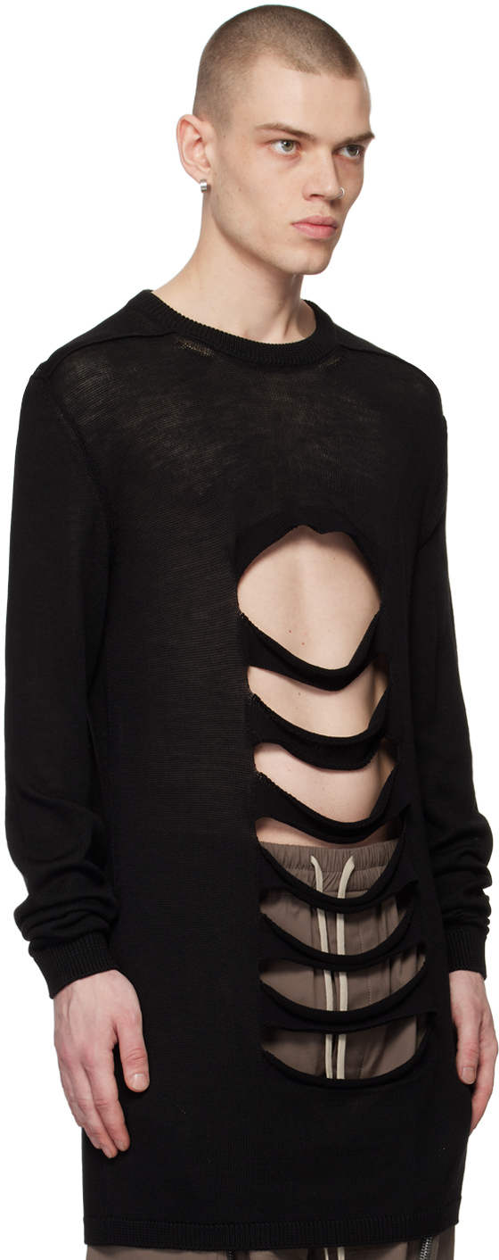 Rick Owens Black Cutout Sweater In 09 Black