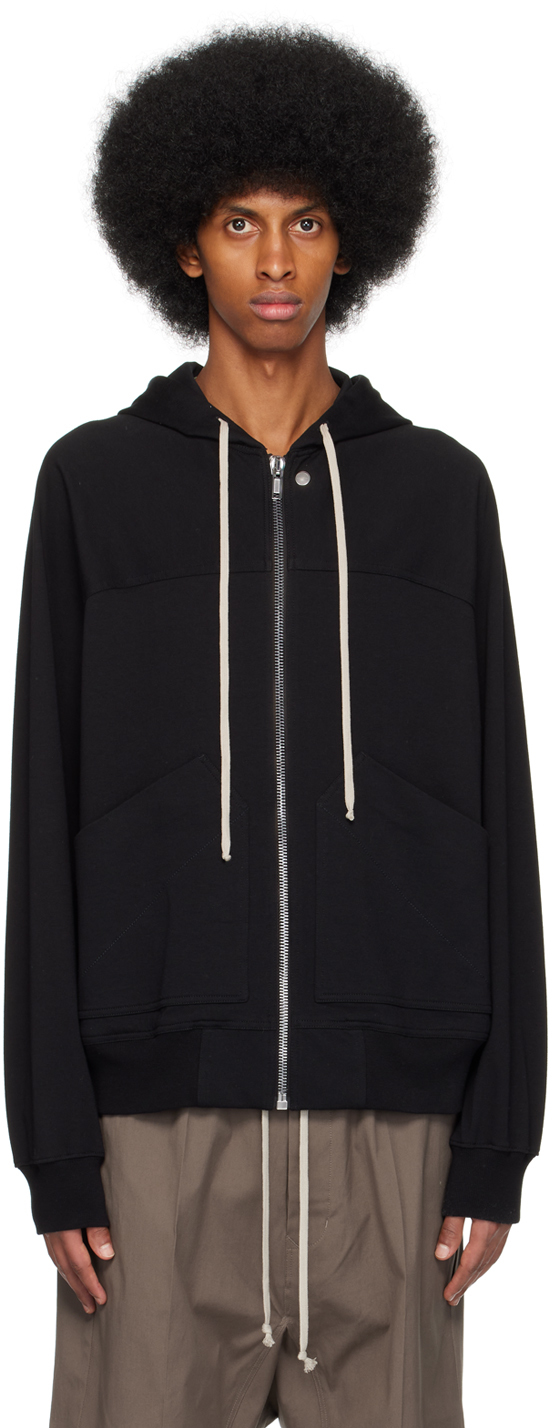 Rick Owens: Black Zip-Up Hoodie | SSENSE Canada