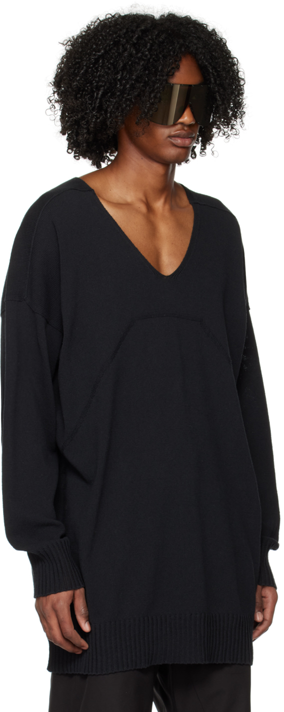 RICK OWENS BLACK TOMMY V SWEATER
