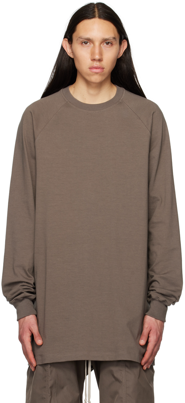 Rick Owens Grey Baseball Tee Sweatshirt In 34 Dust