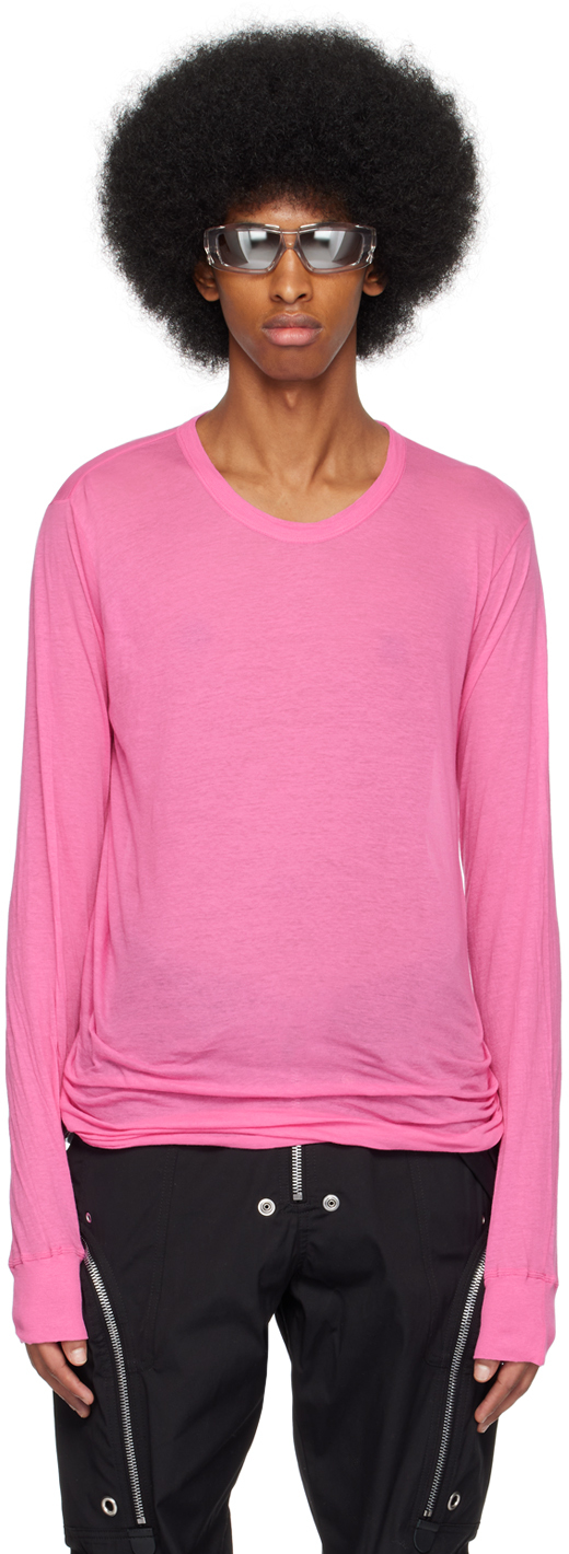 Rick Owens Pink Basic Long Sleeve T-shirt In 13 Hot Pink