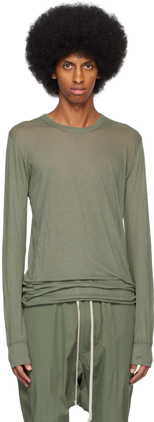 Rick Owens Green Basic Long Sleeve T-shirt In 55 Moss