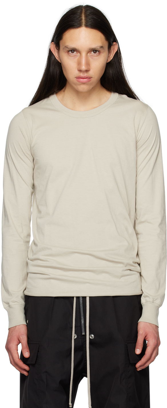 Rick Owens Off-white Basic Long Sleeve T-shirt In 08 Pearl