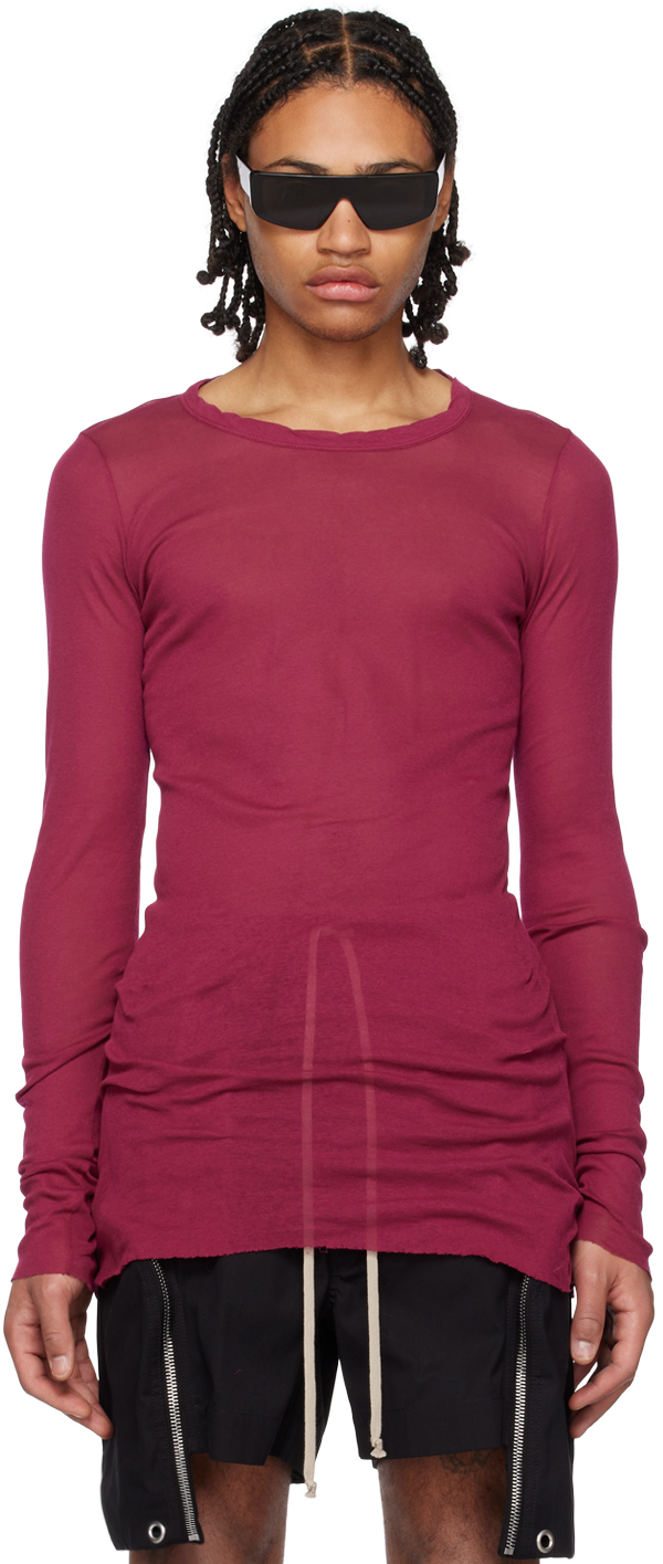 Rick Owens Pink Crewneck Long Sleeve T-shirt In 23 Fuchsia | ModeSens