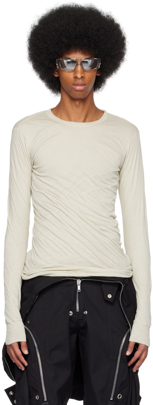 Rick Owens Off-white Double Long Sleeve T-shirt In 08 Pearl
