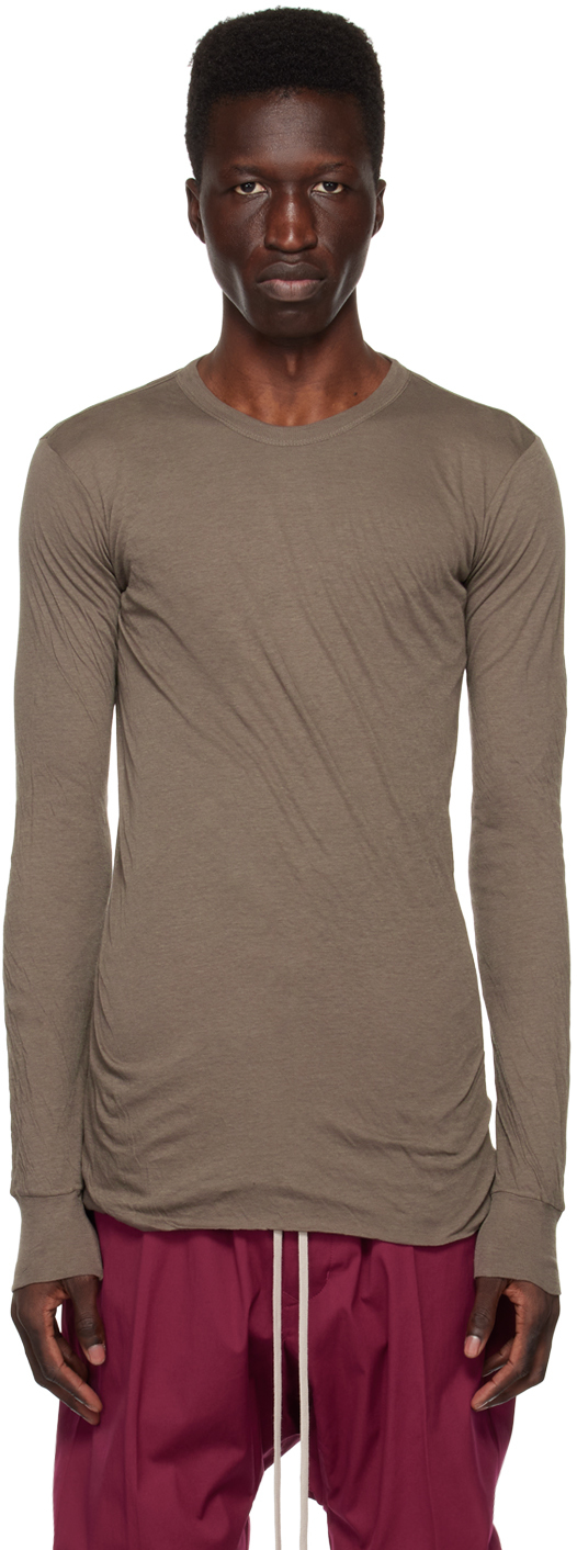 Rick Owens: Taupe Double Long Sleeve T-Shirt | SSENSE Canada