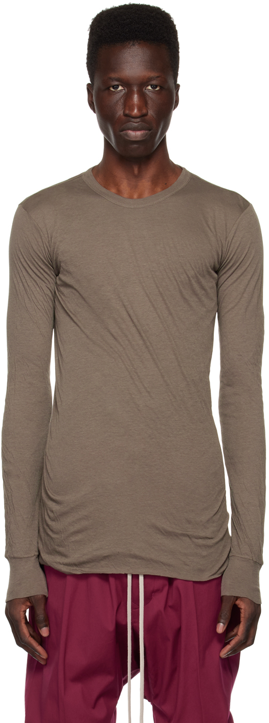 Rick Owens Taupe Double Long Sleeve T-shirt In 34 Dust | ModeSens