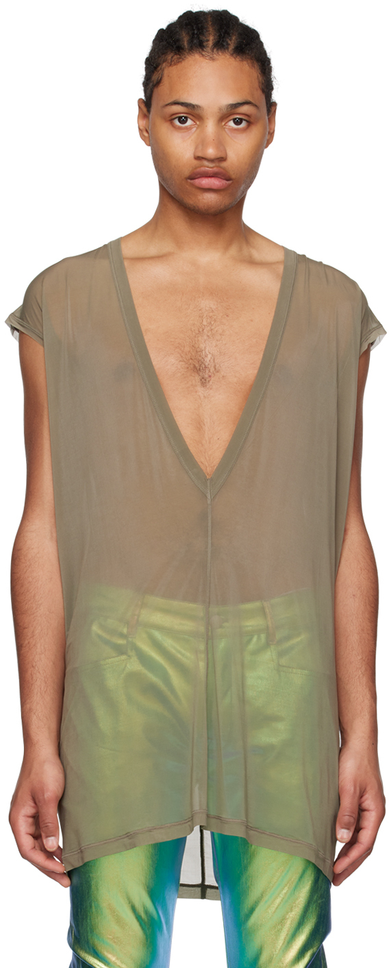 Khaki Dylan T-Shirt by Rick Owens on Sale