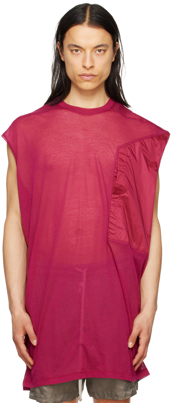 Rick Owens Pink Tarp Pocket T-shirt In 23 Fuchsia