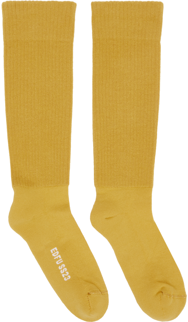 Rick Owens Yellow Thick Socks In 1211 Lemon /milk