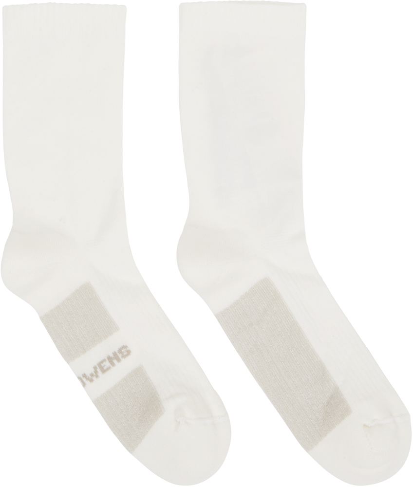 Rick Owens Off-white Glitter Socks In 1108 Milk/pearl