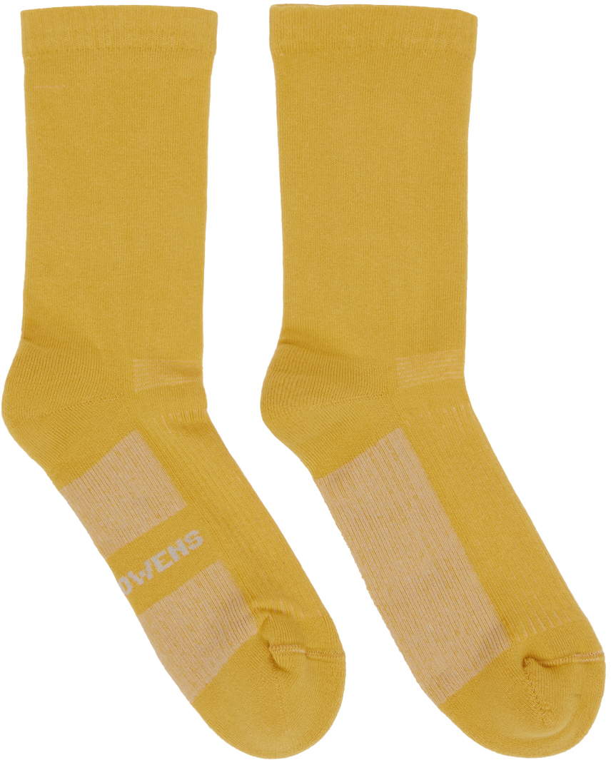 Rick Owens: Yellow Glitter Socks | SSENSE