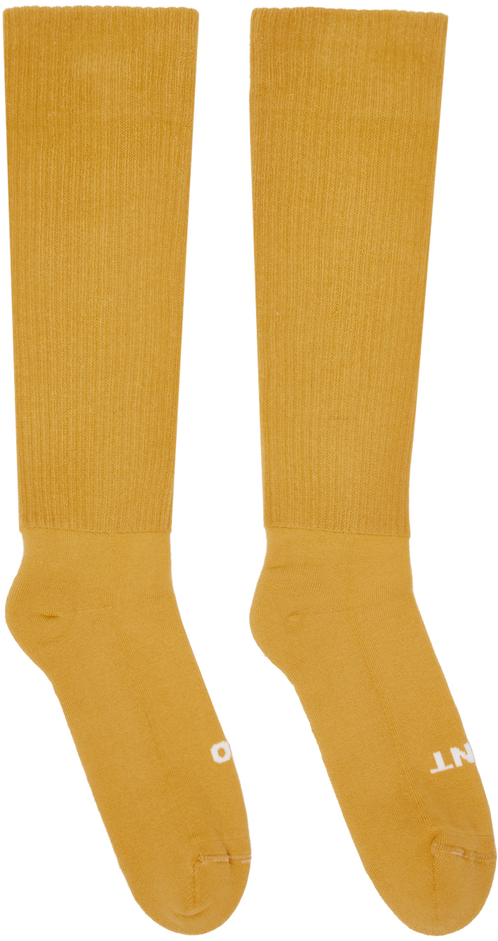 Rick Owens Knee-high Socks In 1211 Lemon/milk