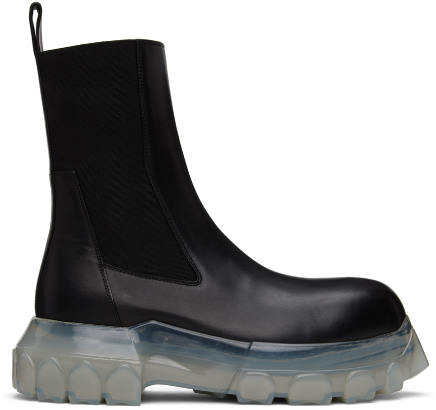 Shop Rick Owens Black Beatle Bozo Tractor Boots In 90 Black/clear