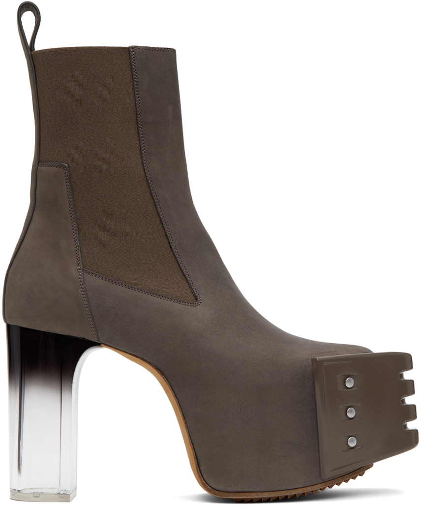 Rick Owens: Taupe Grilled Boots | SSENSE