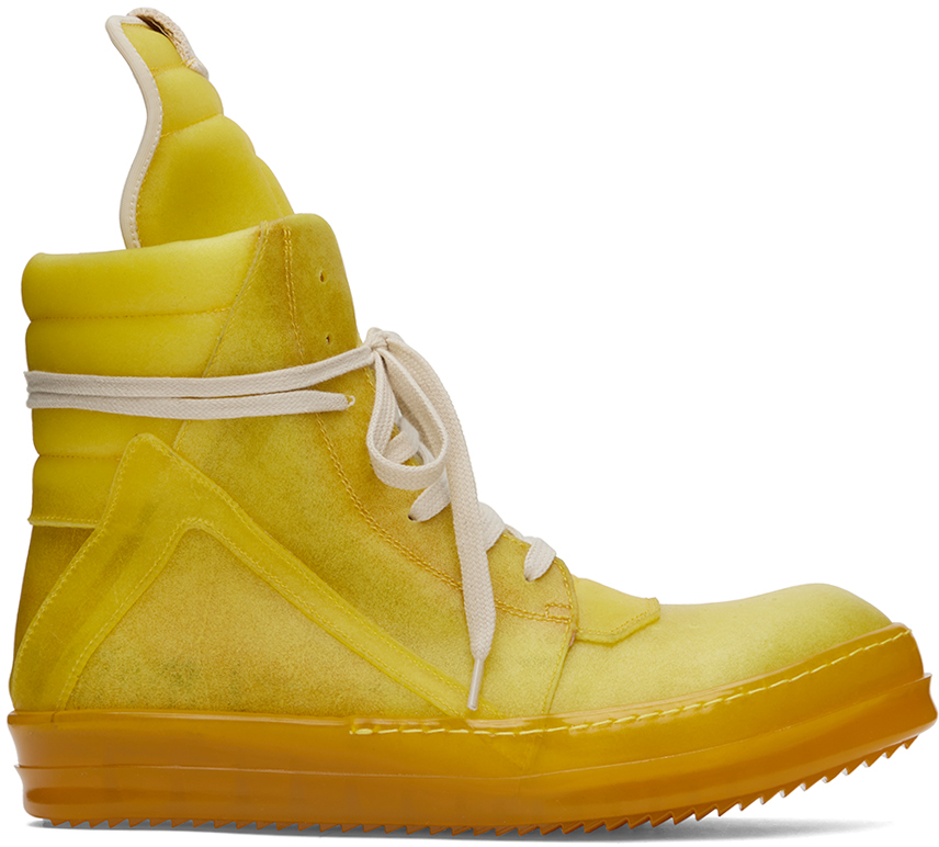 historisk mærke navn Shipley Yellow Geobasket Sneakers by Rick Owens on Sale