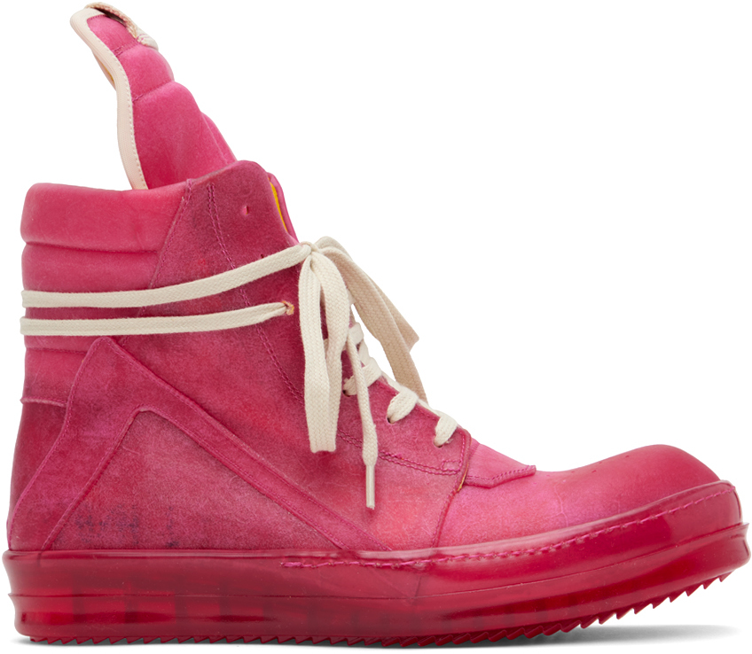 Rick Owens: Pink Geobasket Sneakers | SSENSE UK