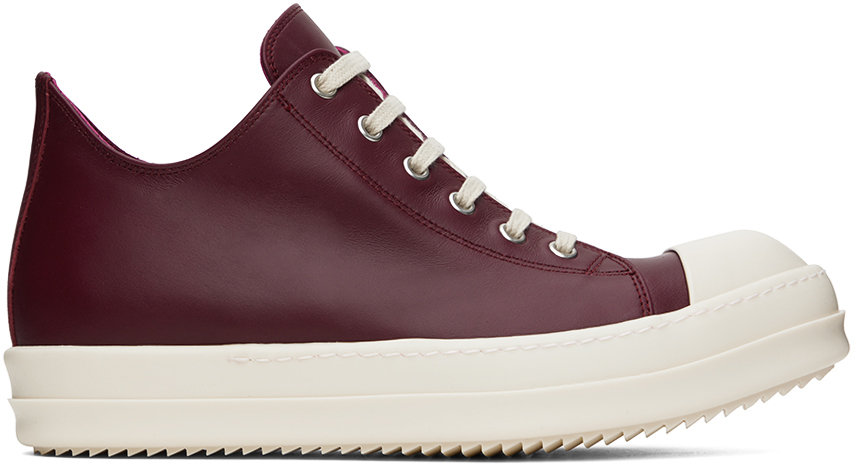 Burgundy Leather Sneakers In 9311 Dark Fuchsia/mi