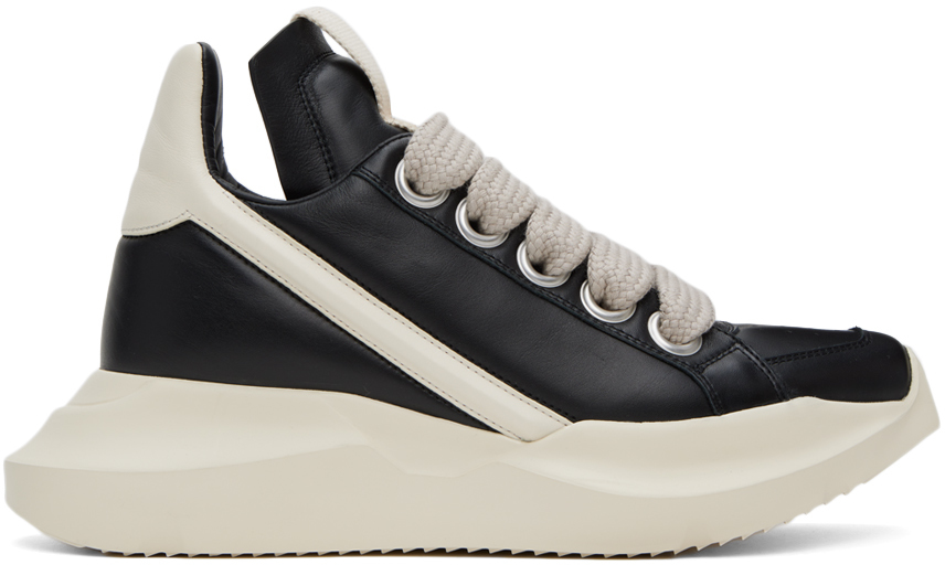 Rick Owens Black & Off-white Geth Sneakers In 9191 Black/milk/blac