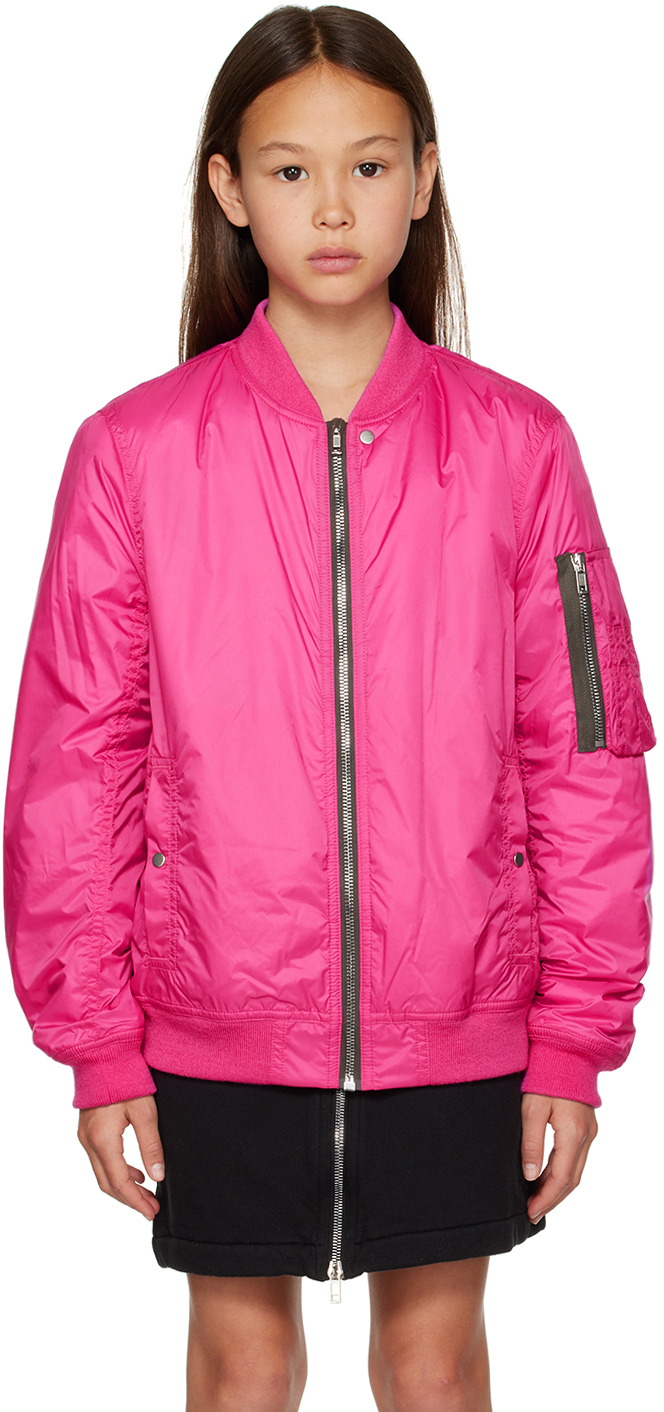 Rick Owens Kids Pink Flight Bomber Jacket In Hot Pink