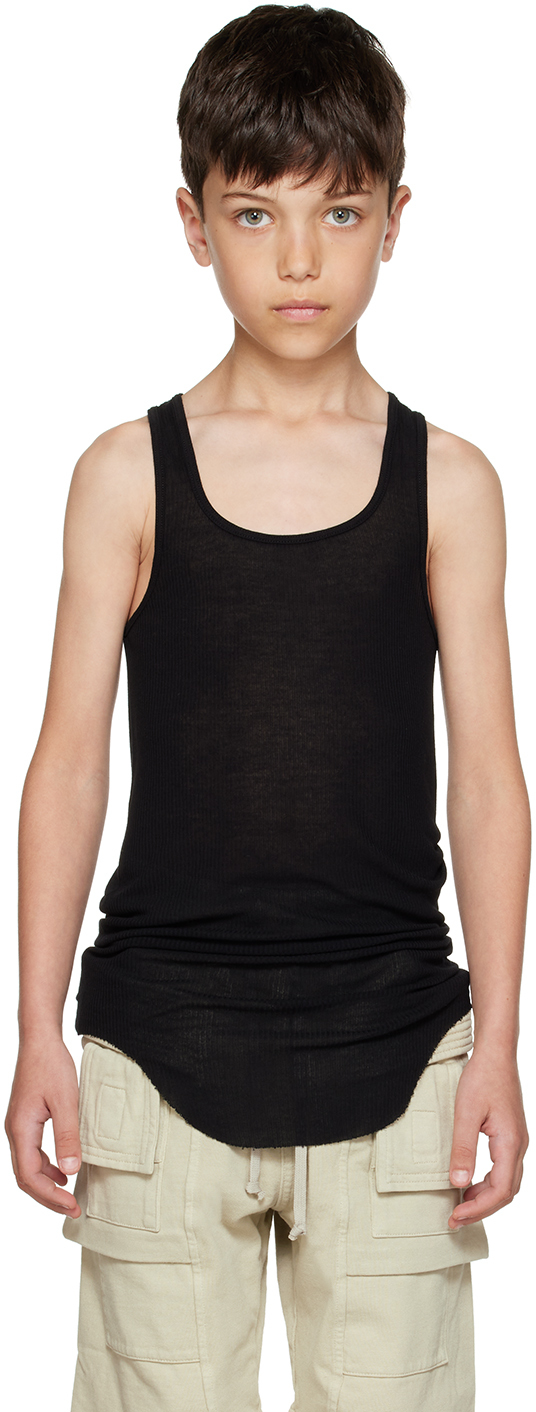 Kids Black Basic Rib Tank Top by Rick Owens on Sale