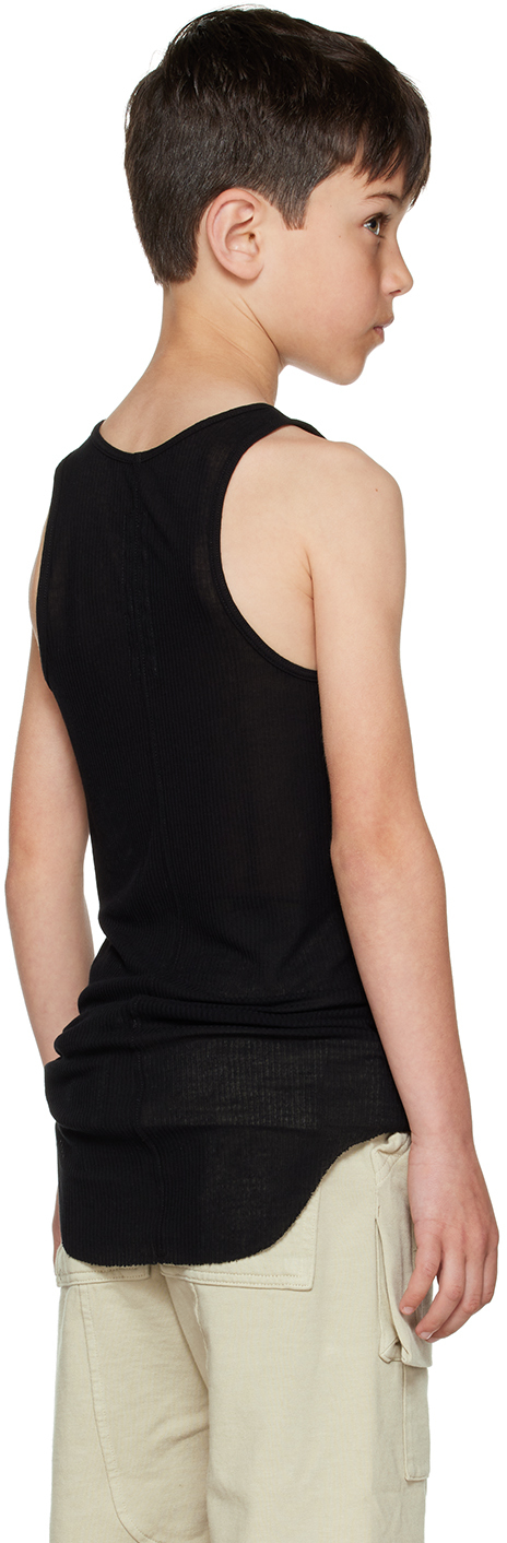 Rick Owens Kids Black Basic Rib Tank Top In Black