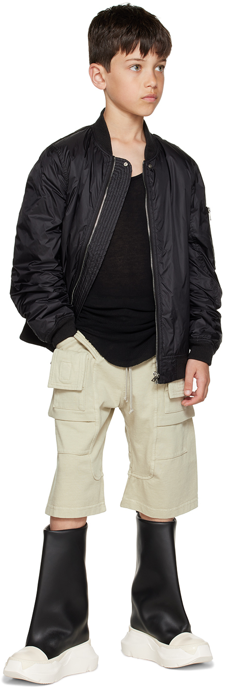 Rick Owens Kids Black Basic Rib Tank Top In Black