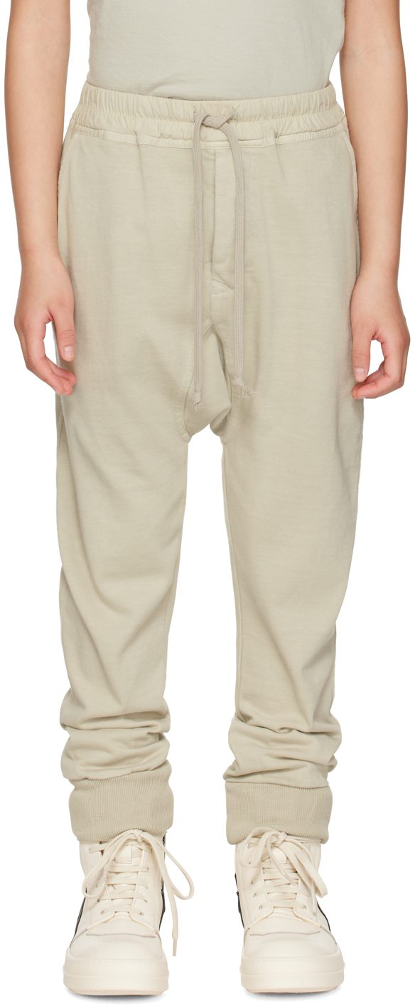 Rick Owens Kids' Drawstring-waist Cotton Track Pants In Neutrals