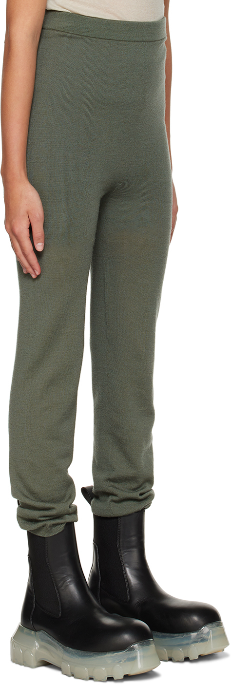 Rick Owens Kids Green Semi-sheer Leggings In Moss