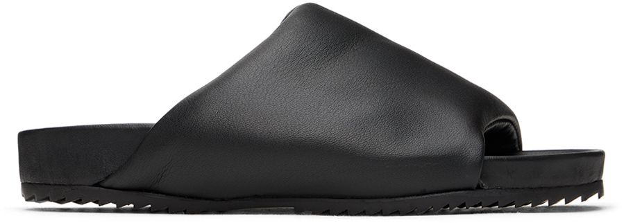 Rick Owens Kids' Leather Slide Sandals In Black