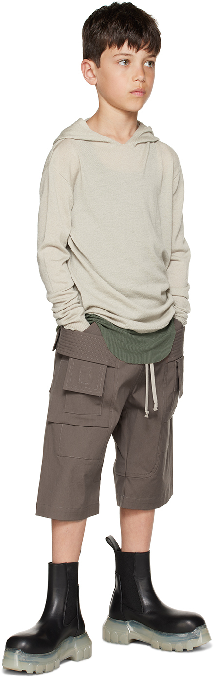 Rick Owens Kids Gray Creatch Shorts In Dust