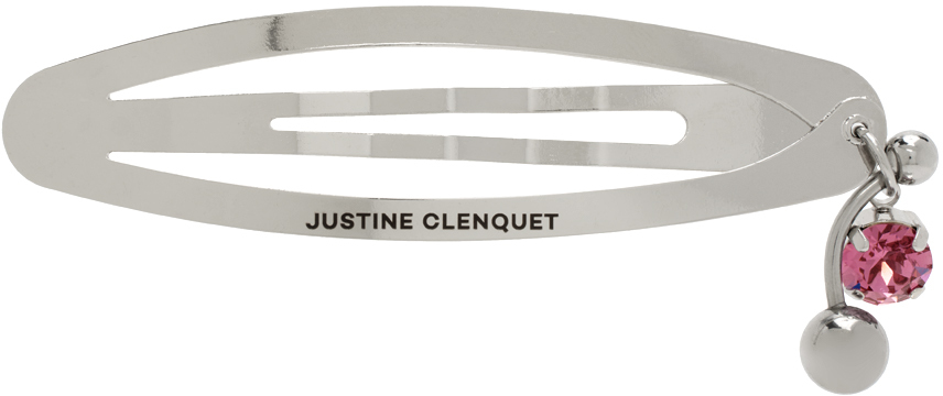 Justine Clenquet Silver Andrew Hair Clip In Pink