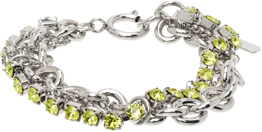 Justine Clenquet Womens Palladium Colin Silver-tone Brass And Crystal Bracelet