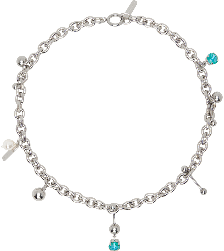 Justine Clenquet Ssense Exclusive Silver & Blue Andrew Necklace In Ssense Exclusive Blu